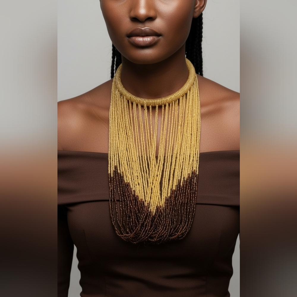 African handmade beaded statement necklace